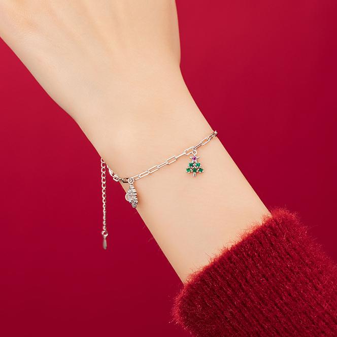 Christmas Jewelry Set Tree Gift Snow Candy Cane Pendant Necklace Bracelet