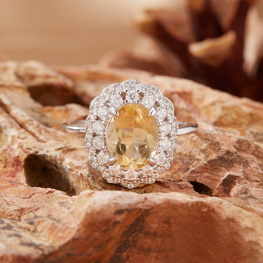 925 Silver The Shiny Flower Ring with Amethyst/Citrine/Blue Topaz