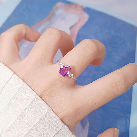 925 Silver Waterdrop Ring - Citrine/Garnet/Amethyst/Blue Topaz