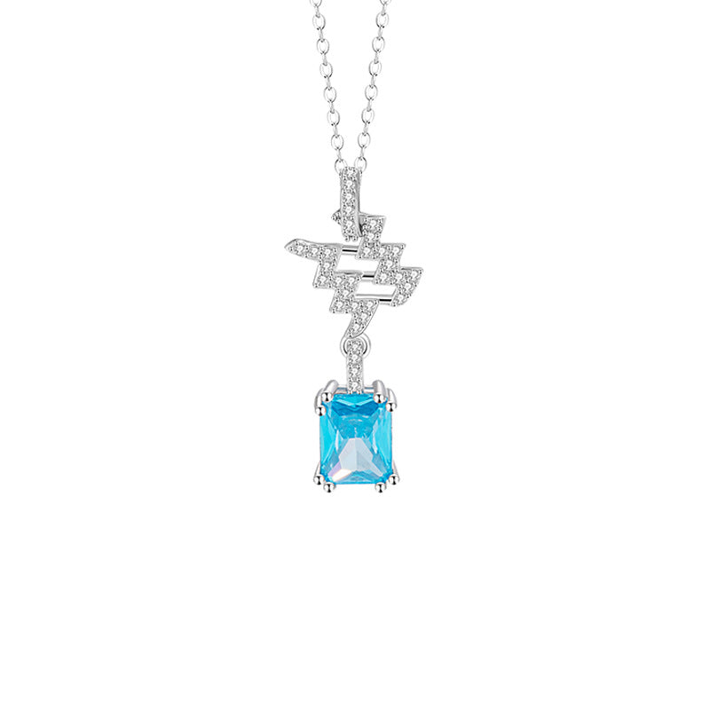 925 Silver Zodiac Necklace Blue Cubic Zirconia