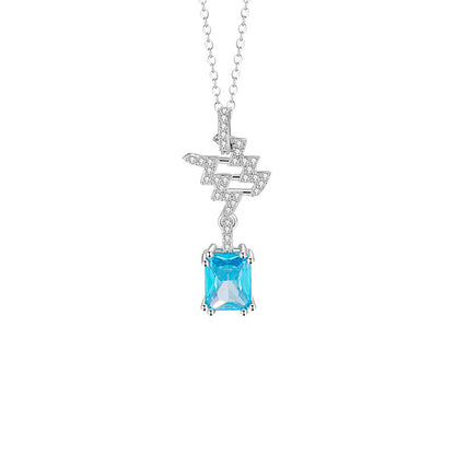 925 Silver Zodiac Necklace Blue Cubic Zirconia