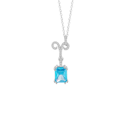 925 Silver Zodiac Necklace Blue Cubic Zirconia
