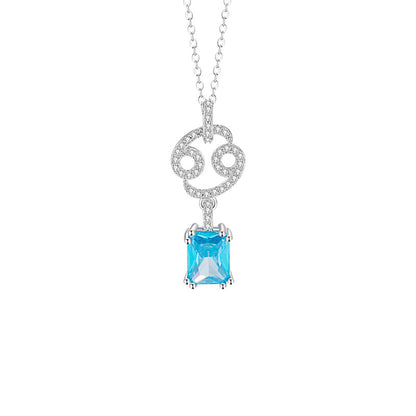 925 Silver Zodiac Necklace Blue Cubic Zirconia
