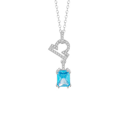 925 Silver Zodiac Necklace Blue Cubic Zirconia