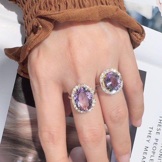 925 Silver The Similar Rings - Amethyst/Citrine