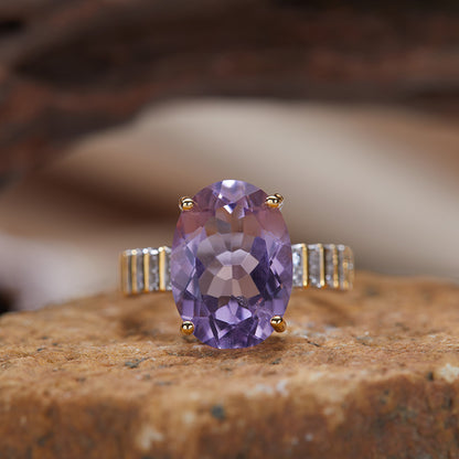 925 Silver The Gold Ribbon Ring - Amethyst/Citrine/Rock Crystal