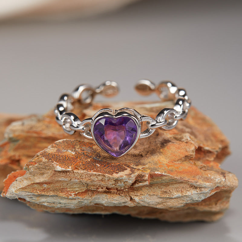 925 Silver Love Cable Ring -  Amethyst/Garnet/Blue Topaz/Diopside Silver