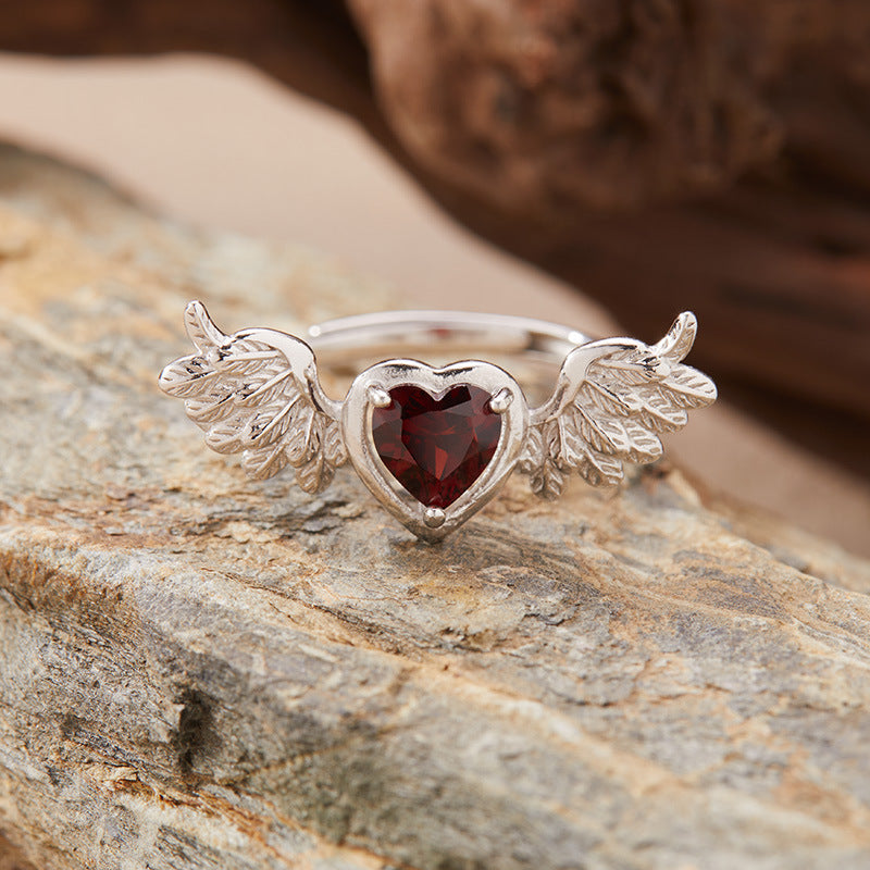 925 Silver The Wings Of Hope Ring - Amethyst/Citrine/Olivine/Garnet/Topaz
