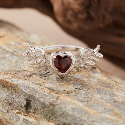 925 Silver The Wings Of Hope Ring - Amethyst/Citrine/Olivine/Garnet/Topaz