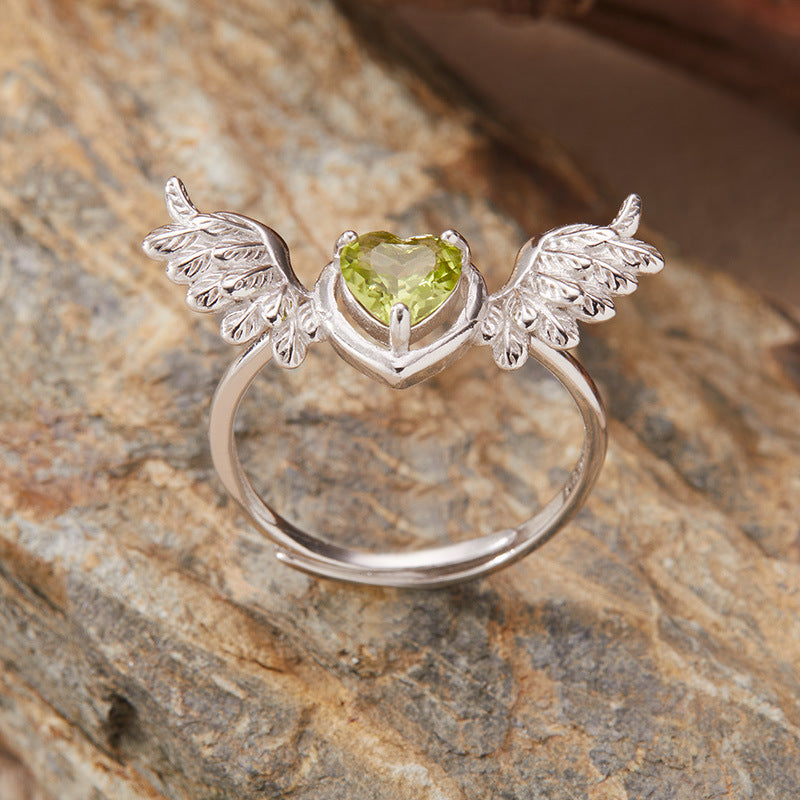 925 Silver The Wings Of Hope Ring - Amethyst/Citrine/Olivine/Garnet/Topaz
