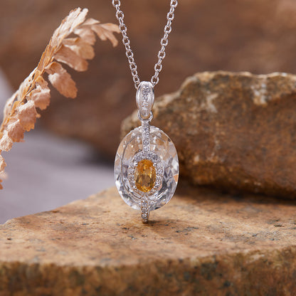 925 Silver The Rock Necklace - White Crystal + Citrine/Garnet/Blue Topaz/Diopside/Tanzanite