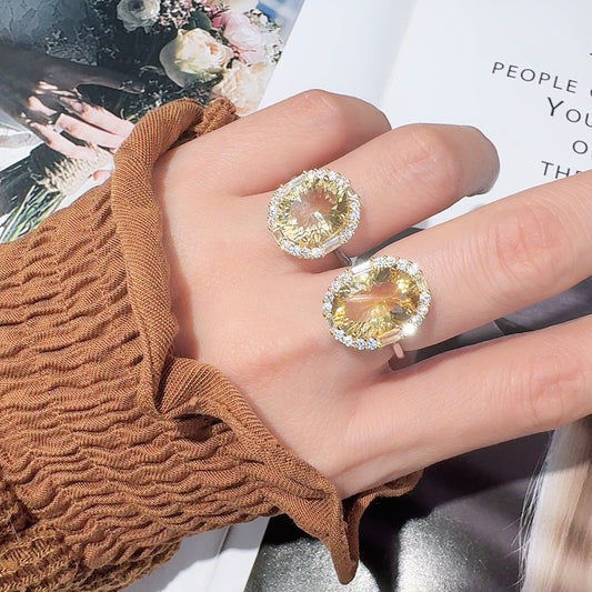 925 Silver The Similar Rings - Amethyst/Citrine