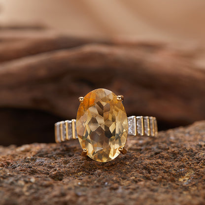 925 Silver The Gold Ribbon Ring - Amethyst/Citrine/Rock Crystal