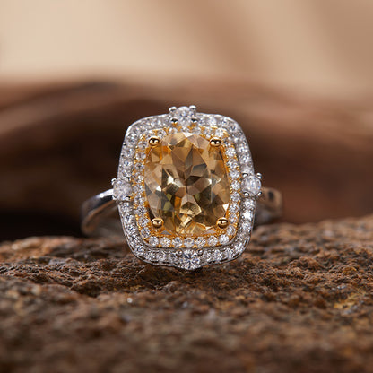 925 Silver The Square Ring - Amethyst/Citrine/Blue Topaz