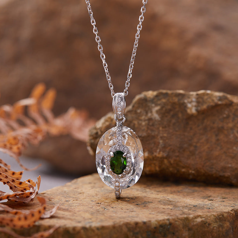 925 Silver The Rock Necklace - White Crystal + Citrine/Garnet/Blue Topaz/Diopside/Tanzanite