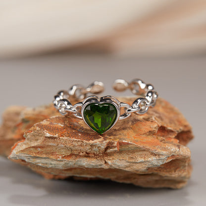 925 Silver Love Cable Ring -  Amethyst/Garnet/Blue Topaz/Diopside Silver