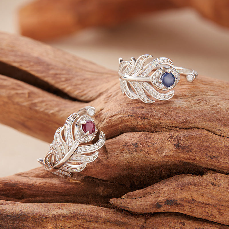 925 Silver The Feathery Fantasy Ring - Ruby/Sapphire