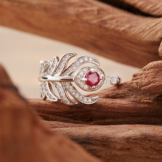 925 Silver The Feathery Fantasy Ring - Ruby/Sapphire