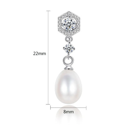925 Silver Hexagon Freshwater Pearls Earrings