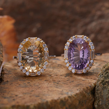 925 Silver The Similar Rings - Amethyst/Citrine