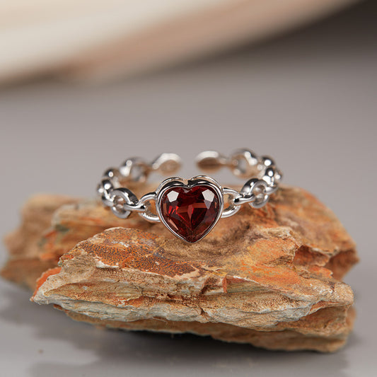 925 Silver Love Cable Ring -  Amethyst/Garnet/Blue Topaz/Diopside Silver