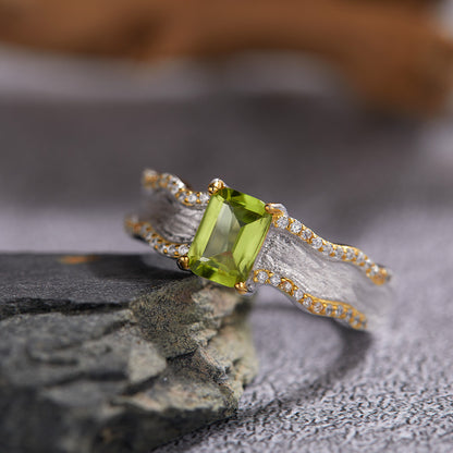 925 Silver Lava Ring Melting and Rebirth - Amethyst/Citrine/Peridot