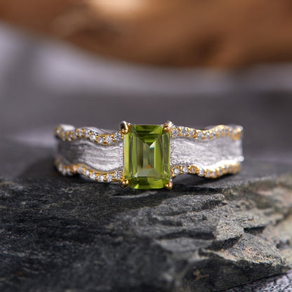 925 Silver Lava Ring Melting and Rebirth - Amethyst/Citrine/Peridot