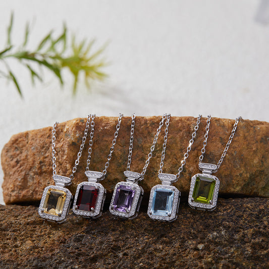 925 Silver The Perfume Bottle Necklace - Amethyst/Citrine/Garnet/Blue Topaz/Peridot