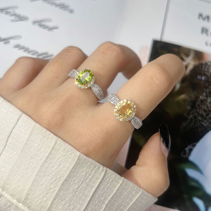 925 Silver Oval Ring - Amethyst/Citrine/Garnet/Blue Topaz/Peridot