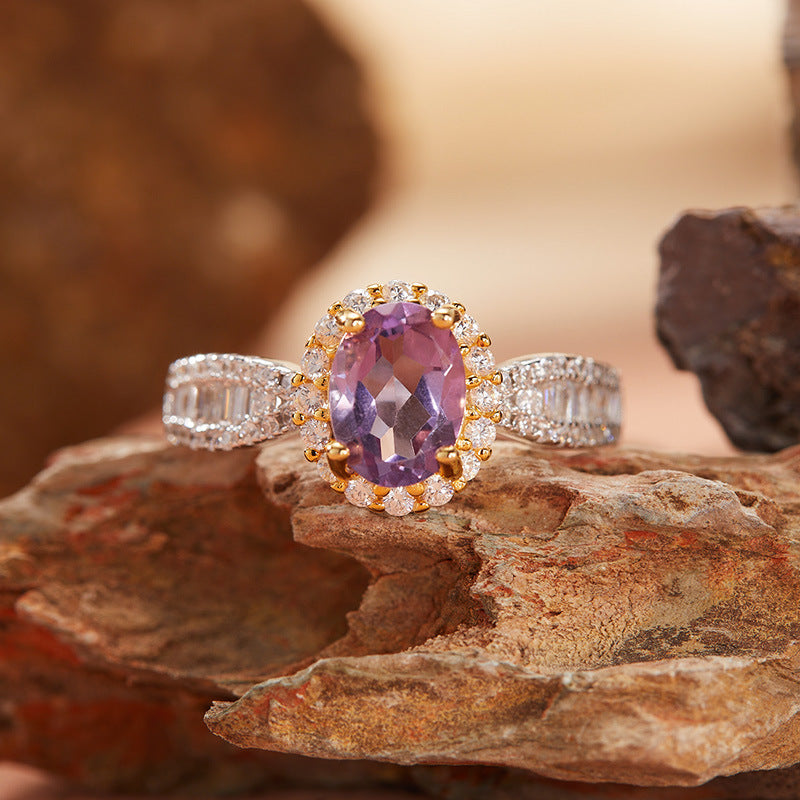 925 Silver Oval Ring - Amethyst/Citrine/Garnet/Blue Topaz/Peridot