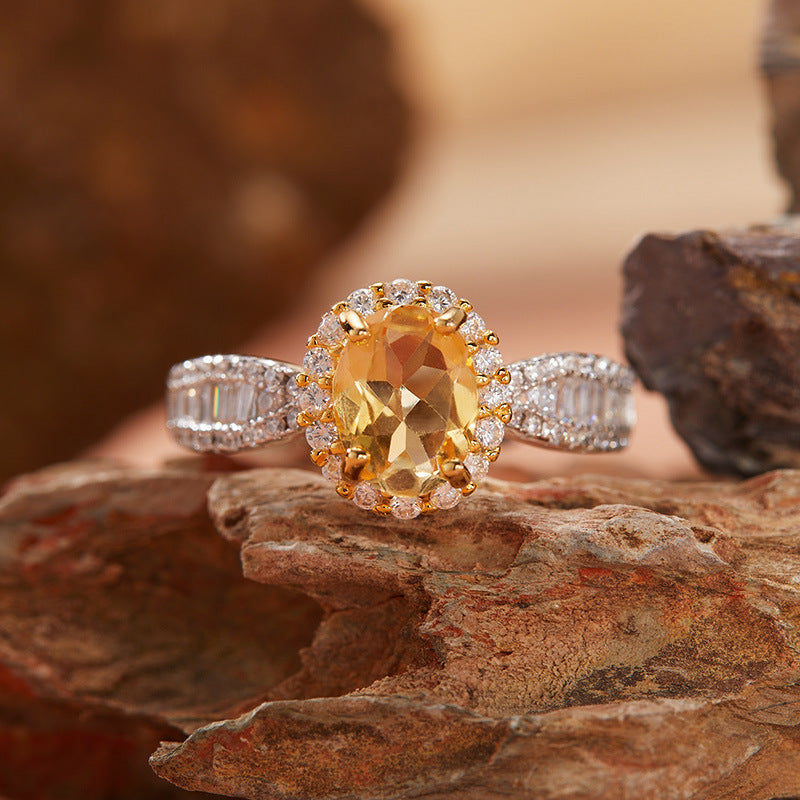 925 Silver Oval Ring - Amethyst/Citrine/Garnet/Blue Topaz/Peridot