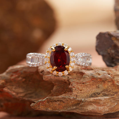 925 Silver Oval Ring - Amethyst/Citrine/Garnet/Blue Topaz/Peridot