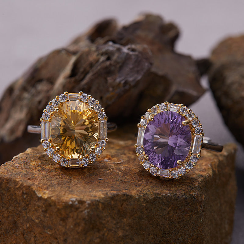 925 Silver The Similar Rings - Amethyst/Citrine