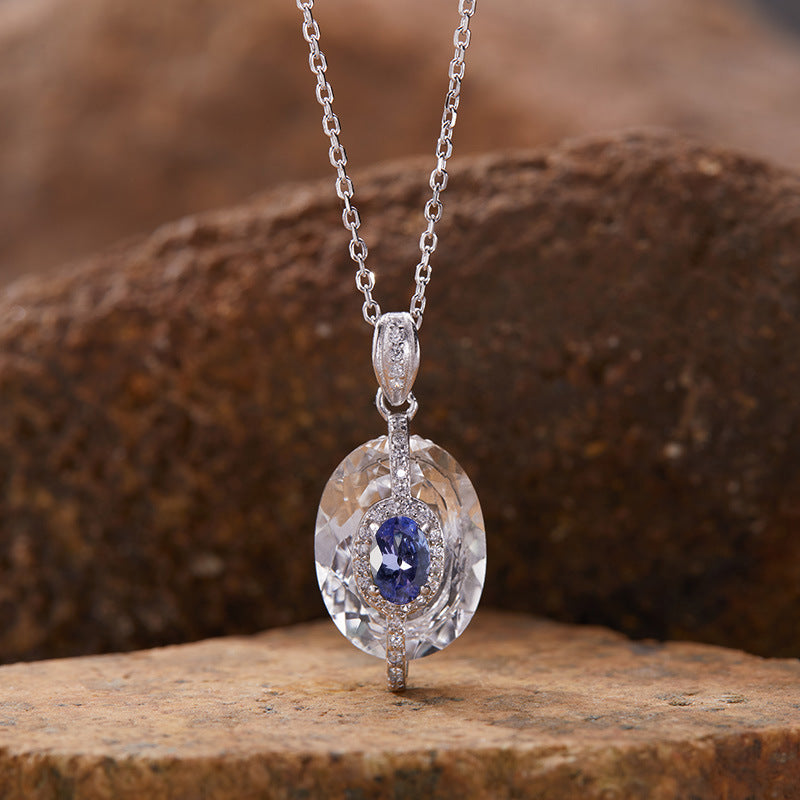 925 Silver The Rock Necklace - White Crystal + Citrine/Garnet/Blue Topaz/Diopside/Tanzanite