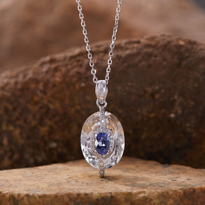 925 Silver The Rock Necklace - White Crystal + Citrine/Garnet/Blue Topaz/Diopside/Tanzanite