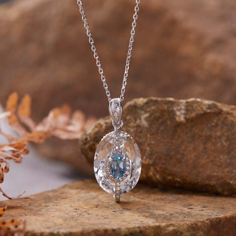 925 Silver The Rock Necklace - White Crystal + Citrine/Garnet/Blue Topaz/Diopside/Tanzanite
