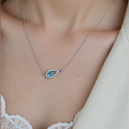 925 Silver Waterdrop Necklace - Citrine/Garnet/Amethyst/Blue Topaz