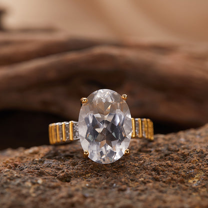 925 Silver The Gold Ribbon Ring - Amethyst/Citrine/Rock Crystal