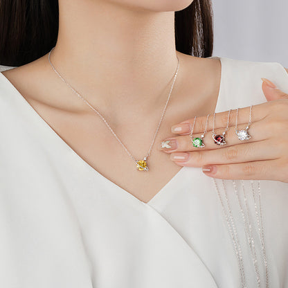 925 Silver Cosmic Star Birthstone Necklace Cubic Zirconia