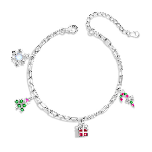 Christmas Jewelry Set Tree Gift Snow Candy Cane Pendant Necklace Bracelet