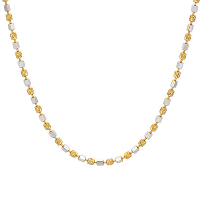 925 Silver Two-Tone Hexagonal Bead Diamond-Cut Chains Necklace, 1.8mm Width 40-60cm length