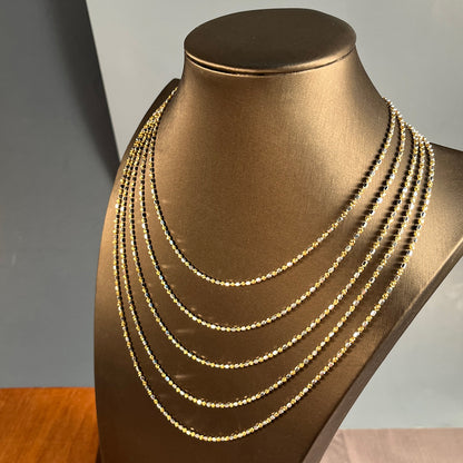 925 Silver Two-Tone Hexagonal Bead Diamond-Cut Chains Necklace, 1.8mm Width 40-60cm length