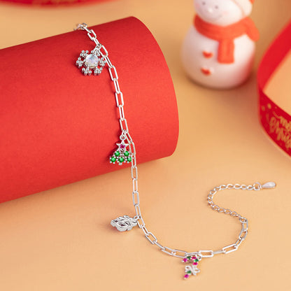 Christmas Jewelry Set Tree Gift Snow Candy Cane Pendant Necklace Bracelet