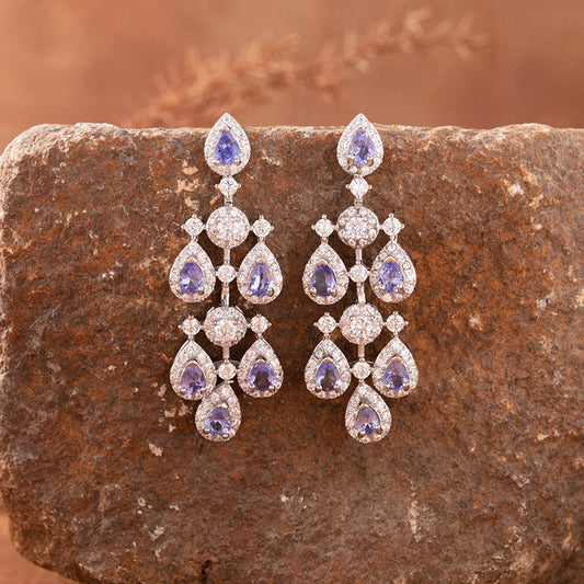 925 Silver The Tanzanite Droplet Balance Earrings