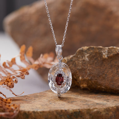 925 Silver The Rock Necklace - White Crystal + Citrine/Garnet/Blue Topaz/Diopside/Tanzanite