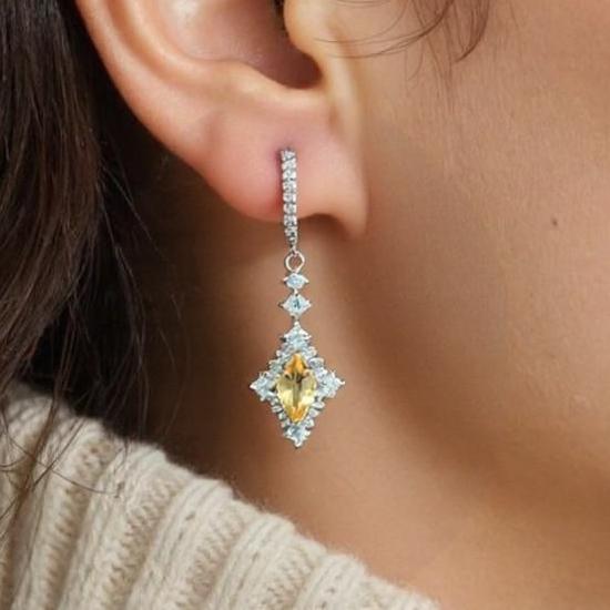 925 Silver Earrings - Citrine/Garnet/Blue Topaz/Peridot