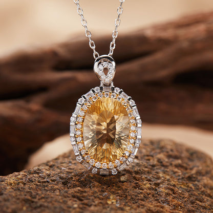 925 Silver Necklace - Citrine/Amethyst/Rock Crystal/Blue Topaz