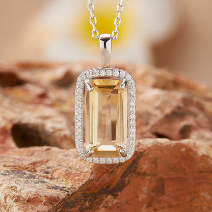 925 Silver The Rectangular Necklace - Amethyst/Citrine