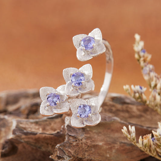 925 Silver Tanzania Flower Ring