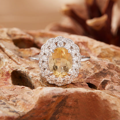 925 Silver The Shiny Flower Ring with Amethyst/Citrine/Blue Topaz